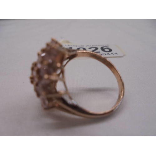 1026 - A yellow gold diamond shaped all over multi ring, size N half, 4.5 grams.