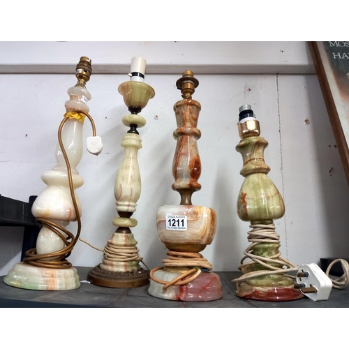 1211 - 4 vintage onyx lamps COLLECT ONLY