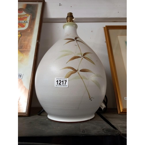 1217 - A large Holkham pottery table lamp (no shade) Height 43cm x Diameter 26cm COLLECT ONLY