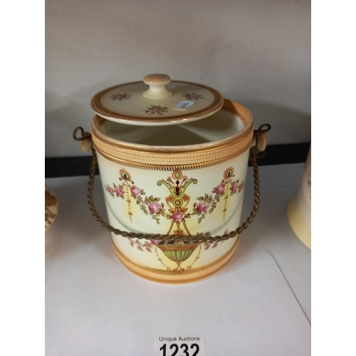 1232 - 3 good vintage biscuit barrels including Crown Devon, Carlton Ware and one other COLLECT ONLY