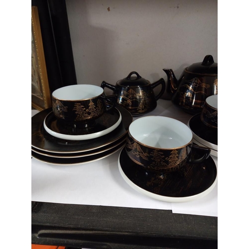 1234 - A vintage LGTC Japan black and gold tea set (missing 1 cup) COLLECT ONLY