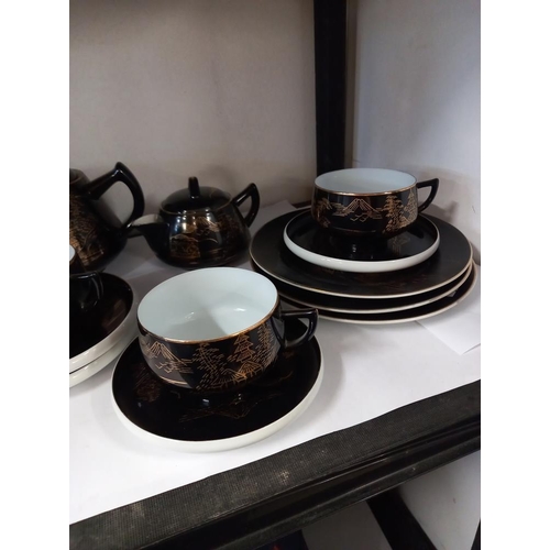 1234 - A vintage LGTC Japan black and gold tea set (missing 1 cup) COLLECT ONLY