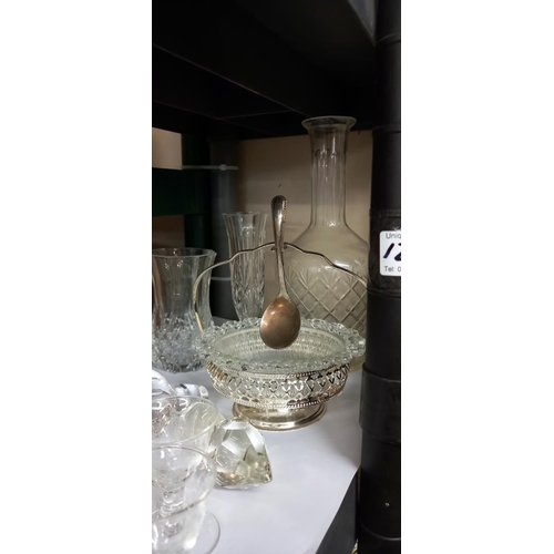 1262 - A good lot of vintage matching drinking glasses including 2 water jugs and another good shelf of gla... 