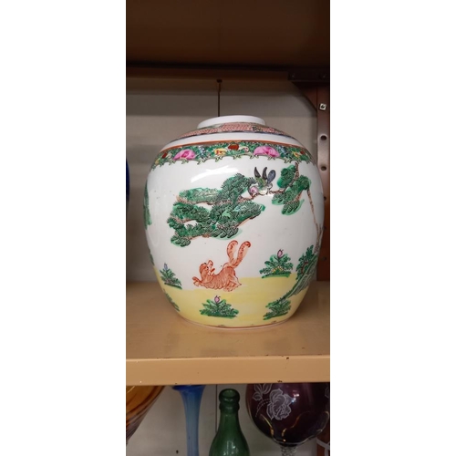 1276 - 2 decorative vases and a ginger jar, missing lid COLLECT ONLY