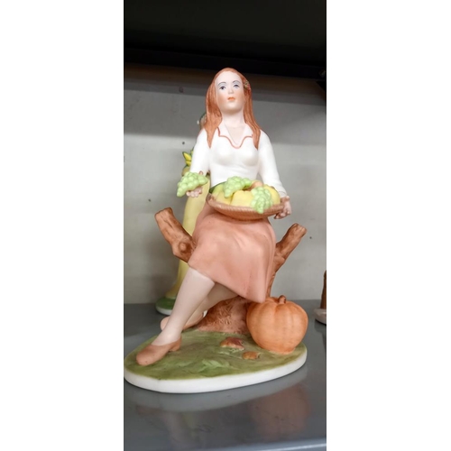 1285 - 4 unglazed pottery four seasons limited edition figures COLLECT ONLY