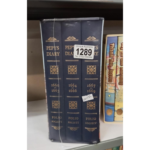 1289 - 2 sets of Folio society books, 'Pepys diary' and Jeeves and Wooster