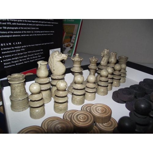 1323 - A chess set and set of draughts (complete sets but some pieces a/f)