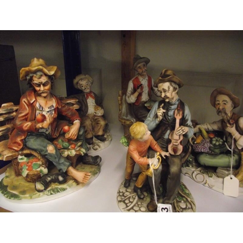 1333 - 7 Capodimonte style tramp figures COLLECT ONLY