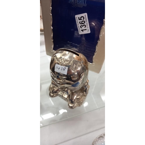 1365 - Silver plated photo frame and a humpty dumpty money box , ideal for Christening