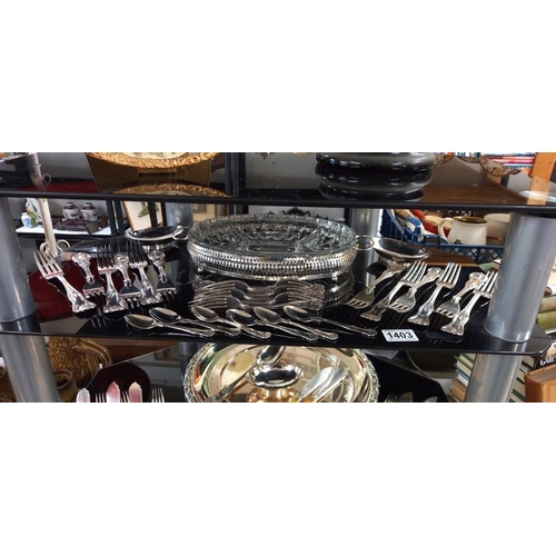 1403 - A good lot of cutlery including some Kings pattern, 4 lots of boxed knives plus silver plate etc COL... 