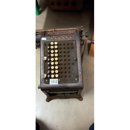 1412 - A large early Burroughs adding machine with beveled glass viewing panels COLLECT ONLY