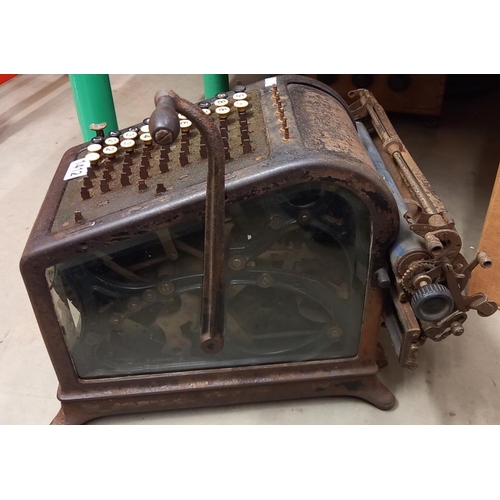 1412 - A large early Burroughs adding machine with beveled glass viewing panels COLLECT ONLY