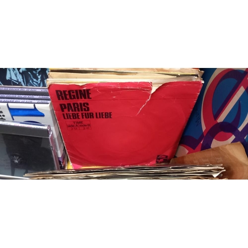 1414 - A box of mixed vinyl records including 33's and 45's COLLECT ONLY