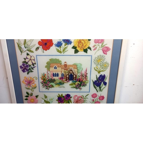 1514 - A large tapestry of flowers around a cottage COLLECT ONLY