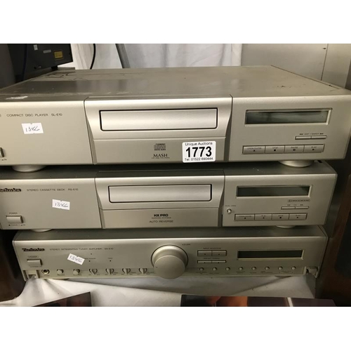 1773 - A Technics multi CD player x2 and a digital tuner with speakers COLLECT ONLY