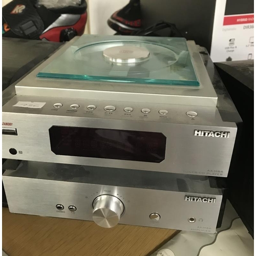 1792 - A Hitachi HI-FI component system CD player, Radio tuner, Amplifier, and 2 speakers with instructions... 