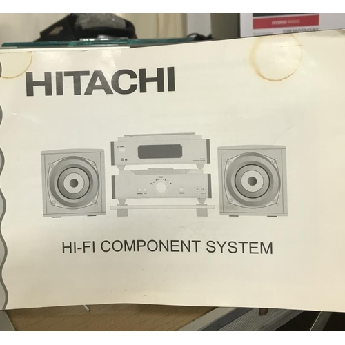 1792 - A Hitachi HI-FI component system CD player, Radio tuner, Amplifier, and 2 speakers with instructions... 