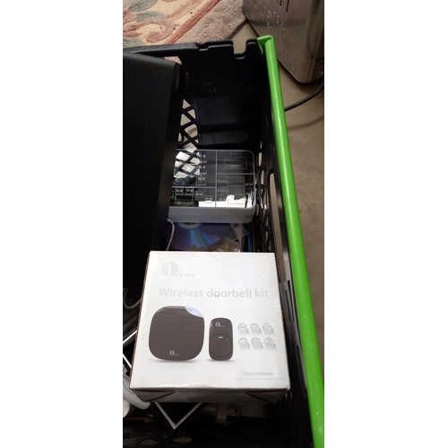 1806 - A box of miscellaneous items including Bluetooth Subwoofer COLLECT ONLY