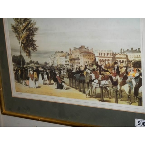 506 - A framed and glazed print depicting Hyde Park Corner, COLLECT ONLY.