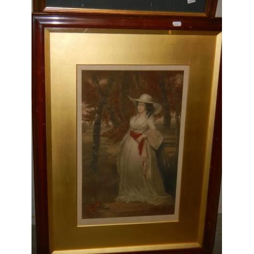 516 - Two framed and glazed prints of ladies in good frames, COLLECT ONLY.