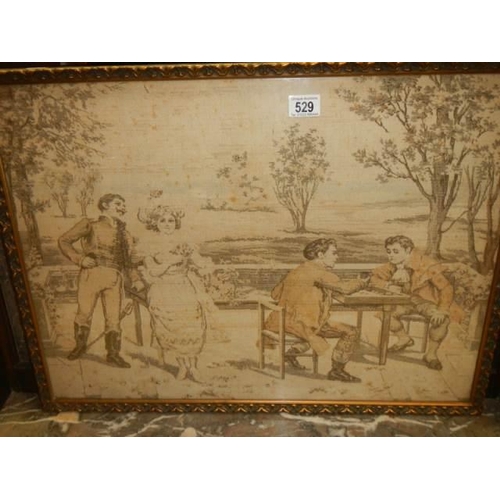 529 - A gilt framed garden scene embroidery, COLLECT ONLY.