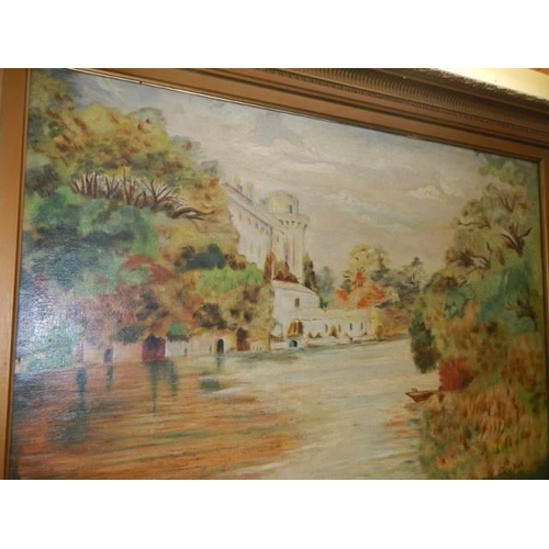 536 - A good oil on canvas river with castle scene signed James A Beck. COLLECT ONLY.