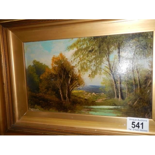 541 - A good late Victorian gilt framed oil on board painting, COLLECT ONLY.