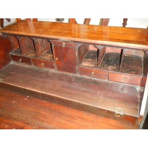 547 - A Victorian mahogany bureau with fitted interior, COLLECT ONLY.