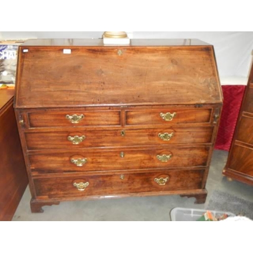 555 - A Victorian mahogany bureau with fitted interior, COLLECT ONLY