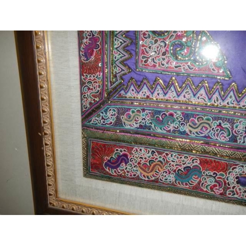 577 - A large framed Indian embroidery, COLLECT ONLY.