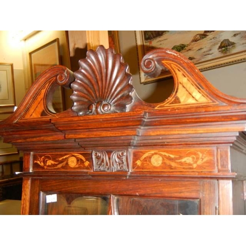 603 - A small Victorian mahogany inlaid corner cupboard, COLLECT ONLY.