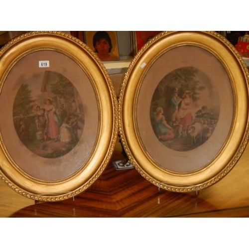 619 - A pair of framed and glazed late Victorian coloured lithograph. COLLECT ONLY.