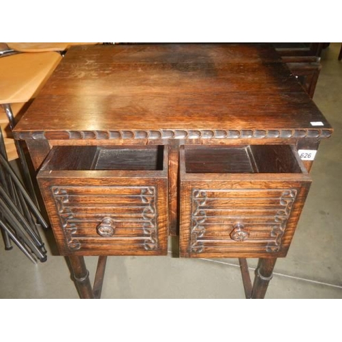 626 - An old oak two drawer hall chest, COLLECT ONLY.