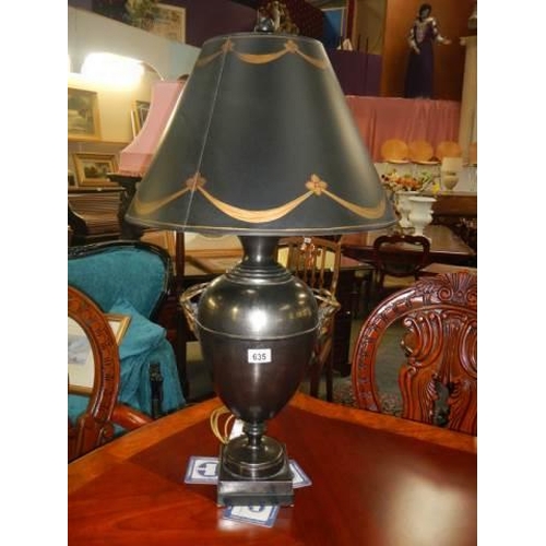 635 - A pair of good quality table lamps complete with shades, COLLECT ONLY.