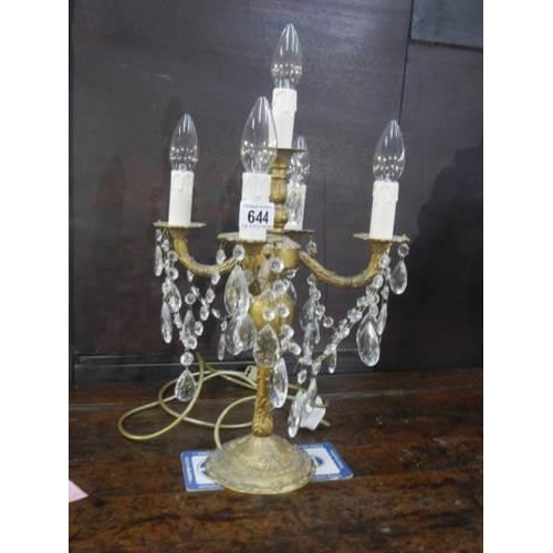 644 - A gilded chandelier style table lamp, COLLECT ONLY.