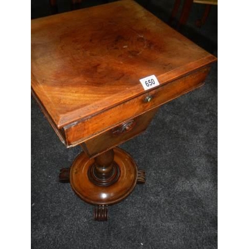 650 - A 19th century mahogany work table, COLLECT ONLY.