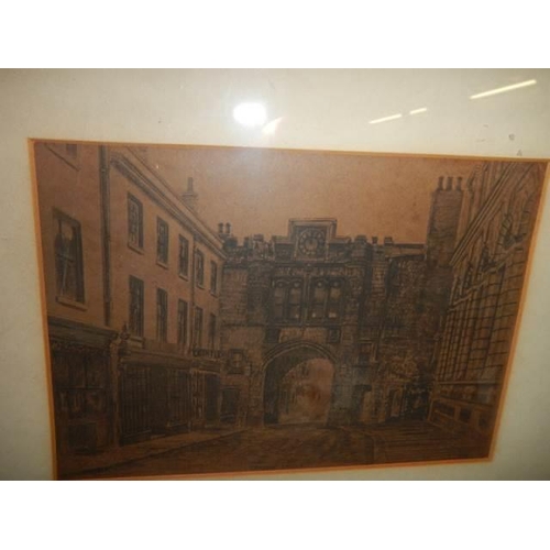 675 - An early Victorian engraving of The Stonebow, Lincoln, COLLECT ONLY.