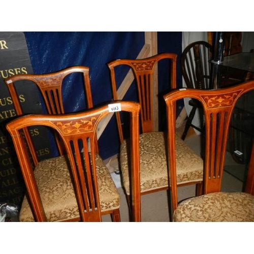 693 - A set of four mahogany inlaid dining chairs, COLLECT ONLY.