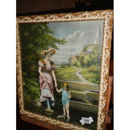 549 - A framed and glazed mother with child scene, COLLECT ONLY.