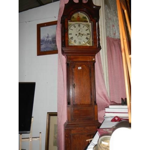 700 - An 8 day Victorian Grandfather clock, complete and ticking but may need a service, COLLECT ONLY.