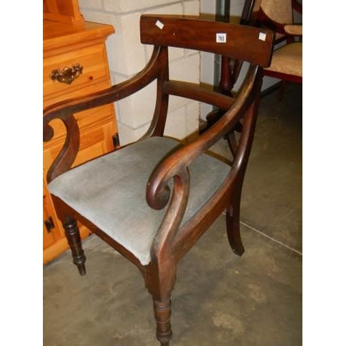 703 - A Victorian mahogany elbow chair, COLLECT ONLY.