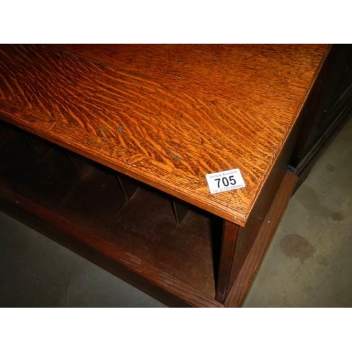 705 - A mid 20th century oak record cabinet, COLLECT ONLY.