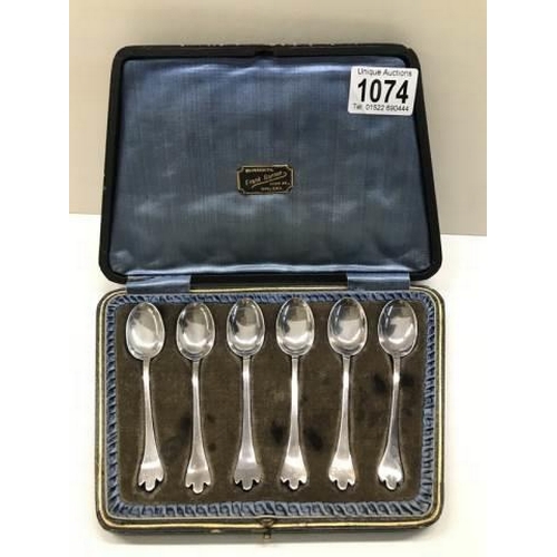 A cased set of six silver hall marked teaspoons.