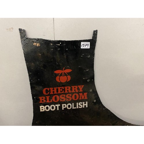 1579 - A large Boot Shaped metal sign advertising Cherry Blossom Boot Polish