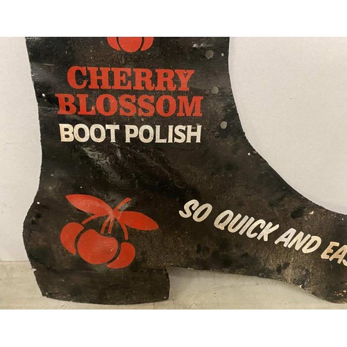 1579 - A large Boot Shaped metal sign advertising Cherry Blossom Boot Polish