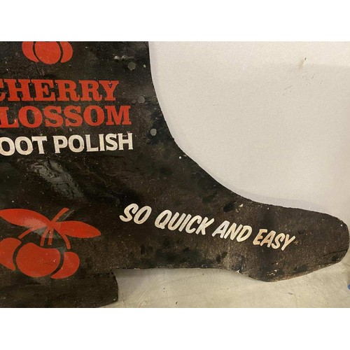 1579 - A large Boot Shaped metal sign advertising Cherry Blossom Boot Polish