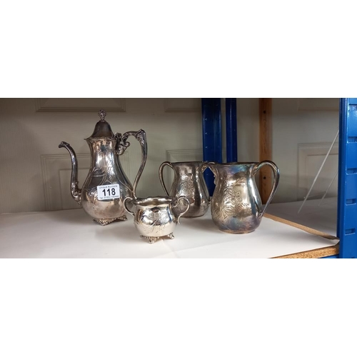 118 - A 4 piece silver plate tea set