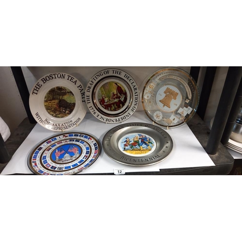 12 - 5 collectors plates, relating to the USA, including Bicentennial, 12 flags of the revolution, Indepe... 