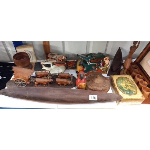 126 - A good mixed lot of wooden items etc