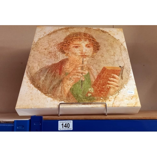 140 - A canvas print of young woman of Pompeii Fresco 37cm x 40cm